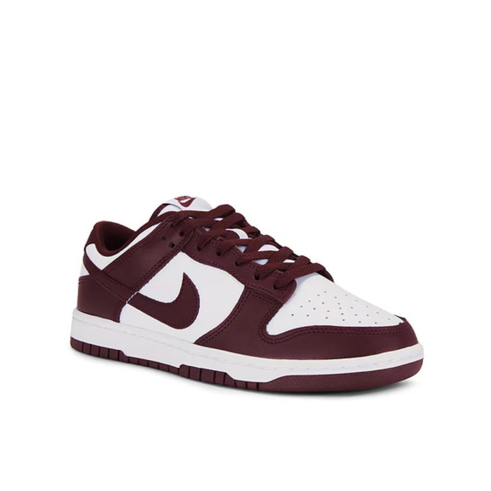 Nike Dunk Low Retro in White, Redwood, & Gym Red